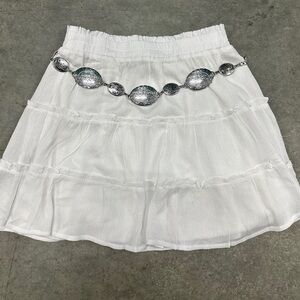 New! Elegant Mini White tiered Skirt with Elastic waist band